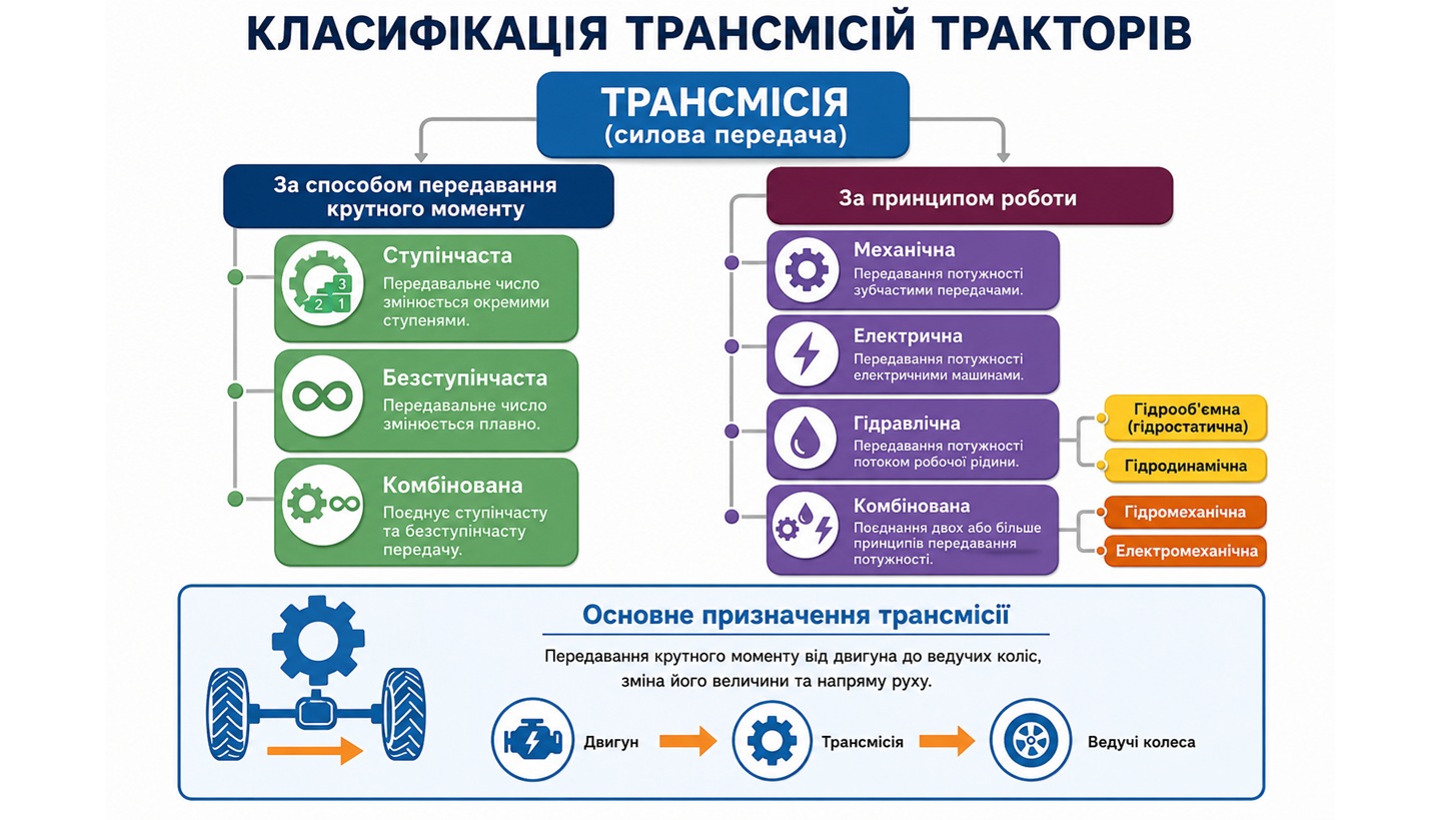 Інфографіка класифікації трансмісій